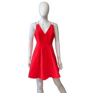 Topshop Womens Strappy Fit & Flare Mini Dress Size US 4 V Neck